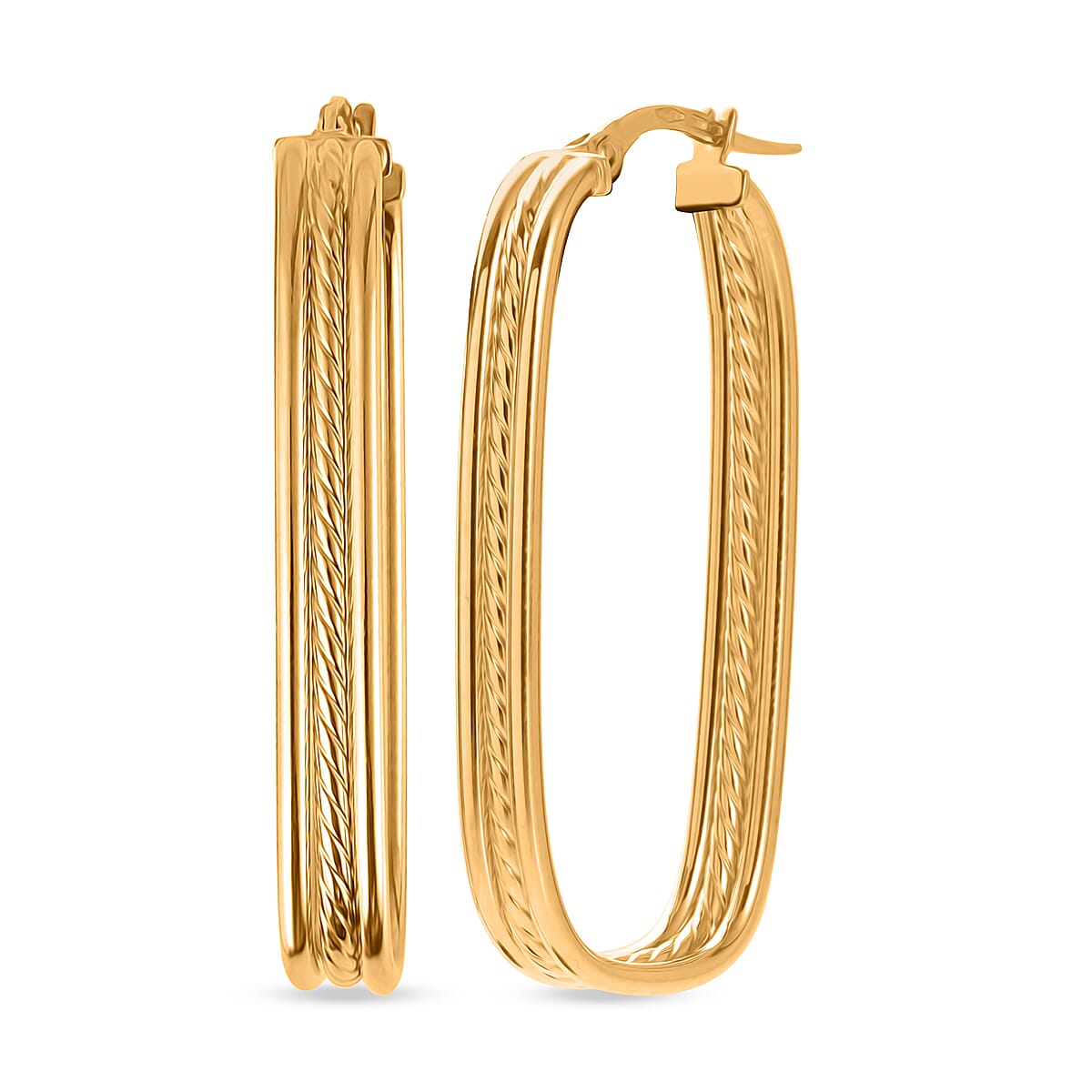 Maestro Collection - 9K Yellow Gold Hoop Earrings (Oueter diameter 16.1 &amp; inner 13.30mm). 2.60 Gms. 7792236 0