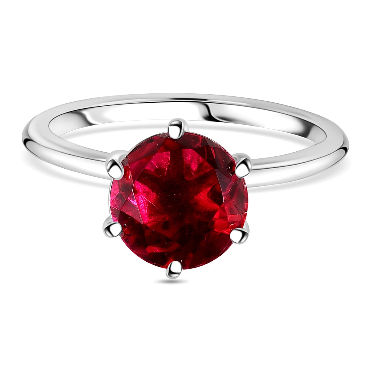 Ruby Colour Quartz Solitaire Sterling Silber Ring 2.40 ct 7859111 0