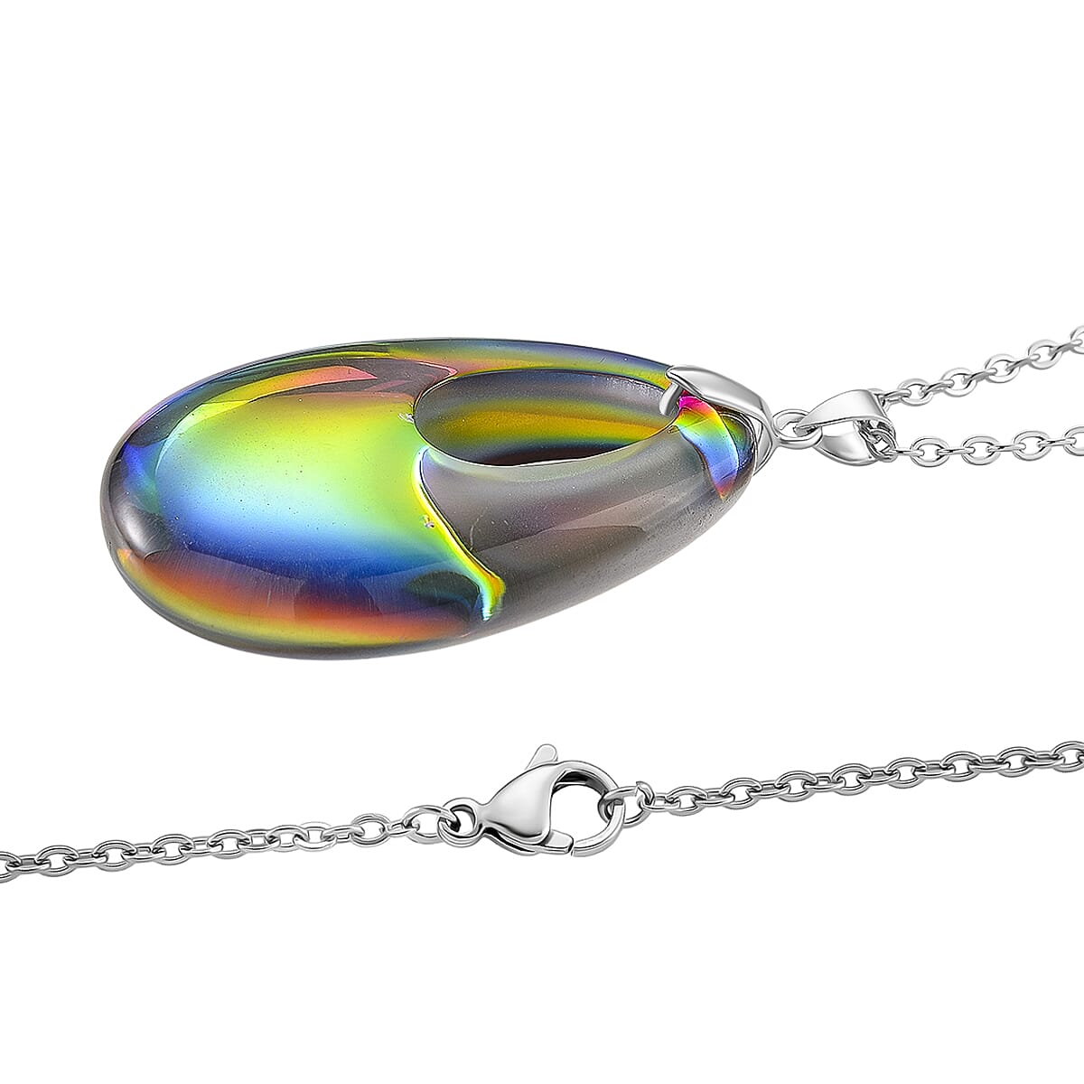 Magic Color Crystal Teardrop Pendant with Chain (Size 24) in Silver Tone V32514014 3