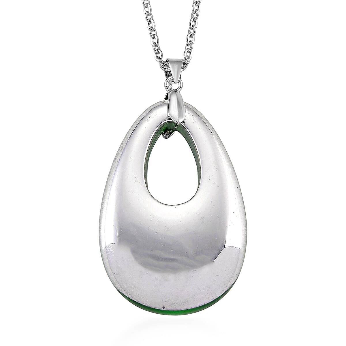 Magic Color Crystal Teardrop Pendant with Chain (Size 24) in Silver Tone V32514014 4