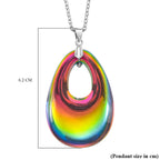 Magic Color Crystal Teardrop Pendant with Chain (Size 24) in Silver Tone