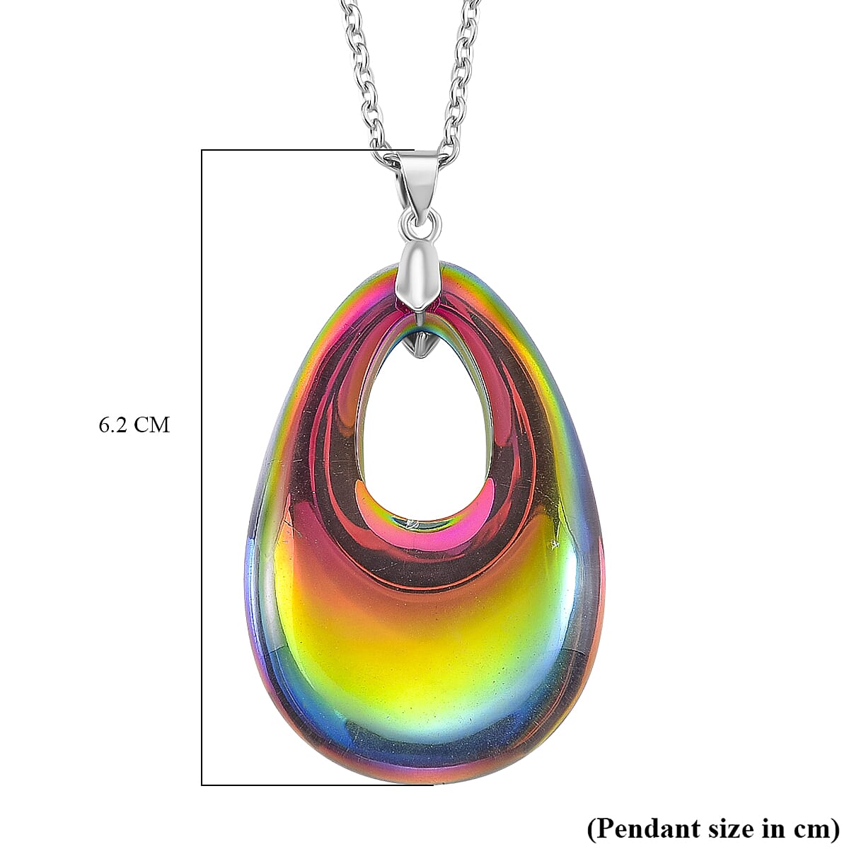 Magic Color Crystal Teardrop Pendant with Chain (Size 24) in Silver Tone V32514014 5