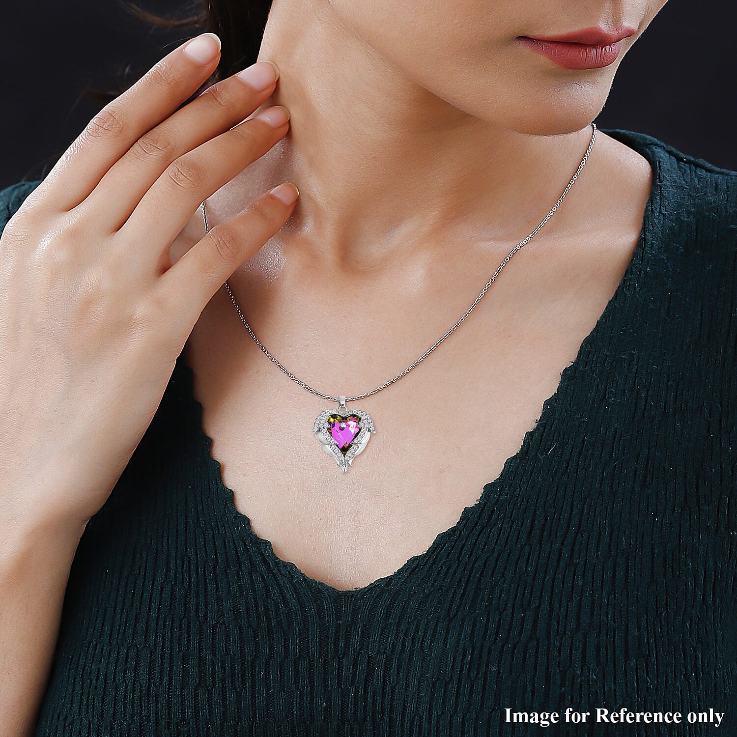 Magic Colour Austrian Crystal &amp; White Cubic Zirconia Heart Necklace (Size - 20) 7713444 1