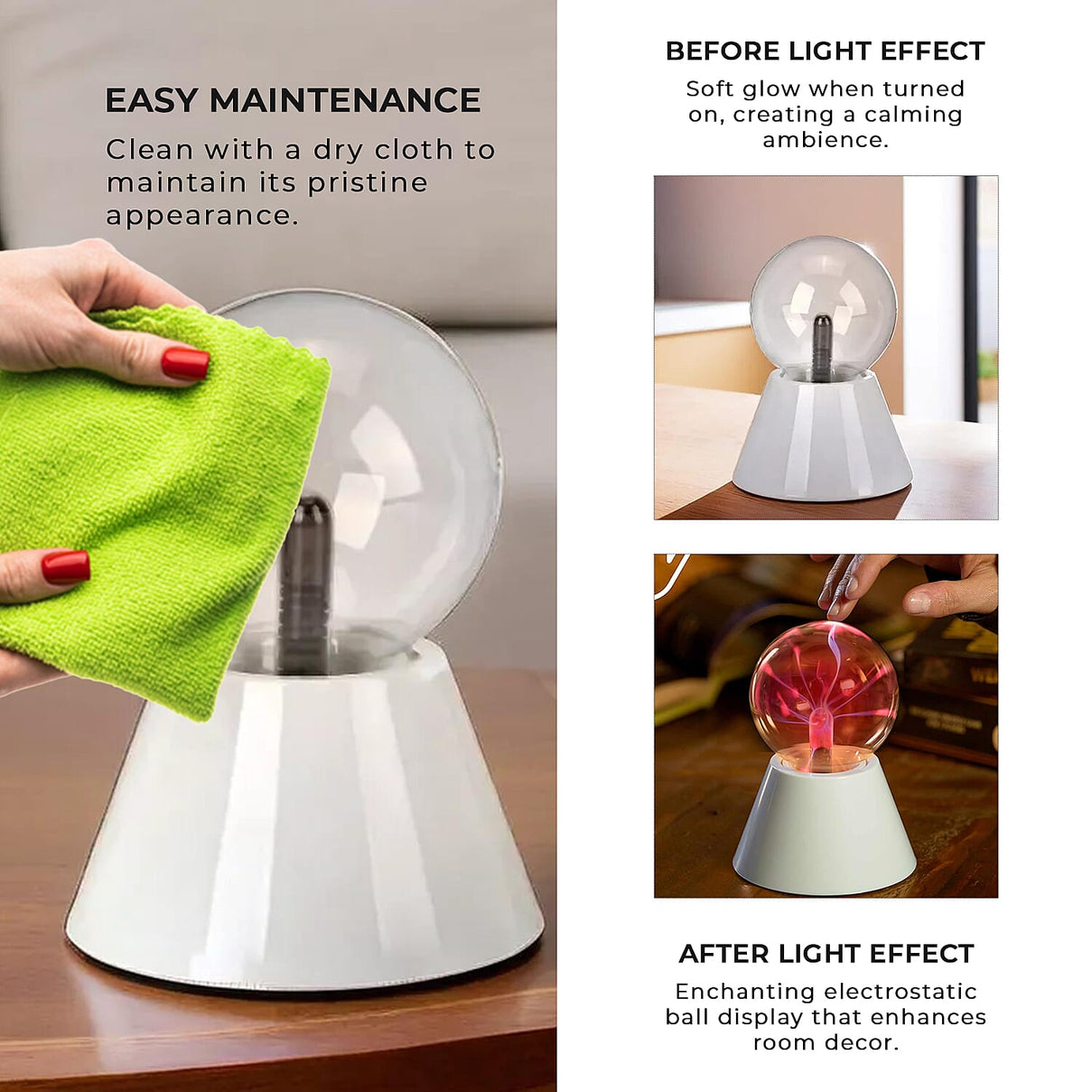 Magical Electrostatic Ball Table Lamp (Battery - 1.5Vx4 AAA) - White 7677474 7