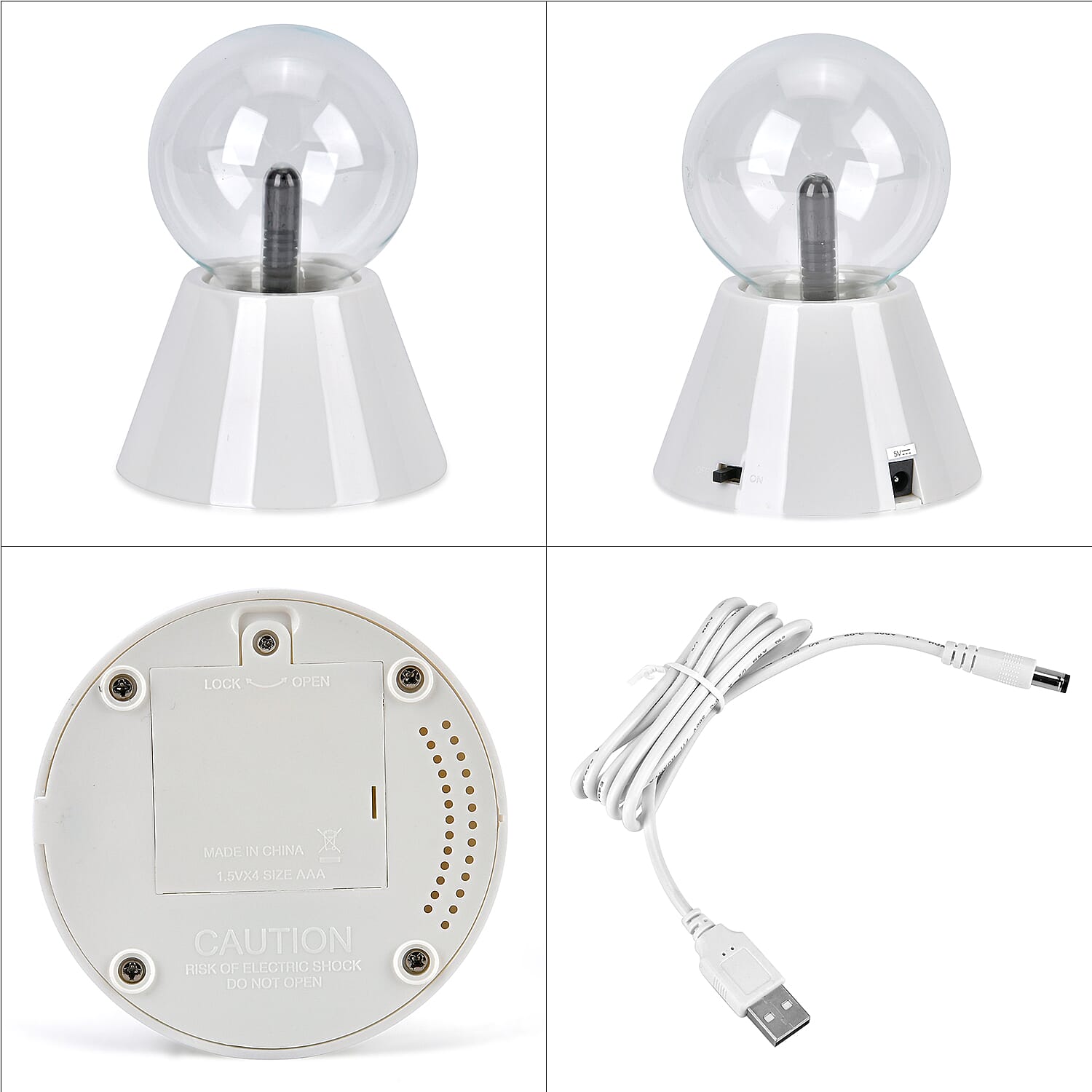 Magical Electrostatic Ball Table Lamp (Battery - 1.5Vx4 AAA) - White 7677474 9
