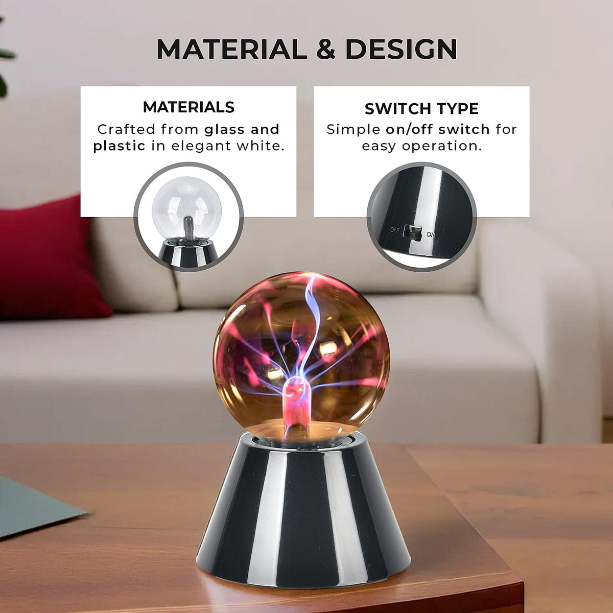 Magical Electrostatic Ball Table Lamp (Battery - 1.5Vx4 AAA) - Black V32605058 9