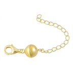 Lobster Clasp & Round Shape Magnetic Lock with 2 Inch Extender Chain in Yellow Gold Plated Sterling Silver