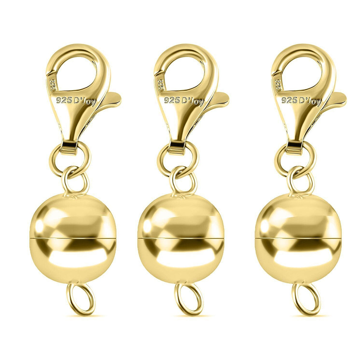 Set of 3 Magnetic Lock with Lobster Clasp in Yellow Gold Plating Sterling Silver 4311878 0