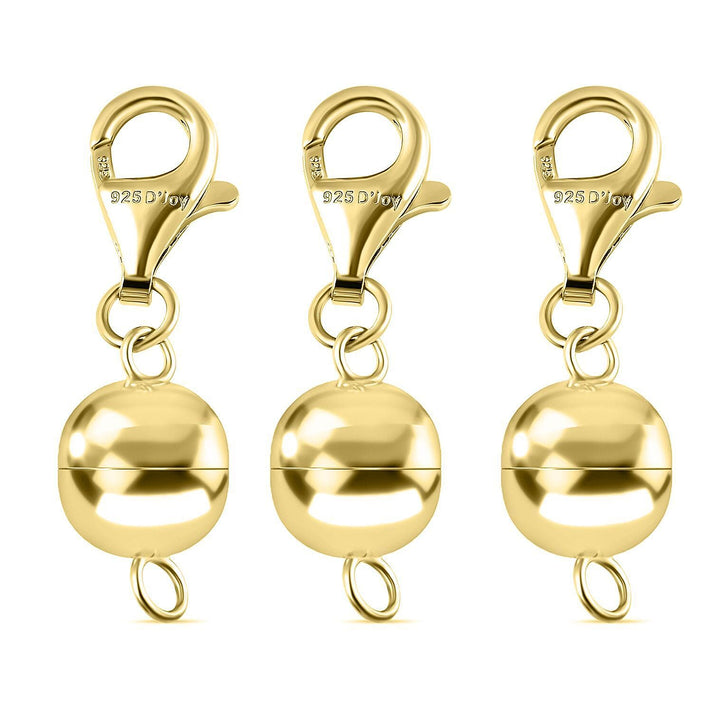 Set of 3 Magnetic Lock with Lobster Clasp in Yellow Gold Plating Sterling Silver 4311878 1