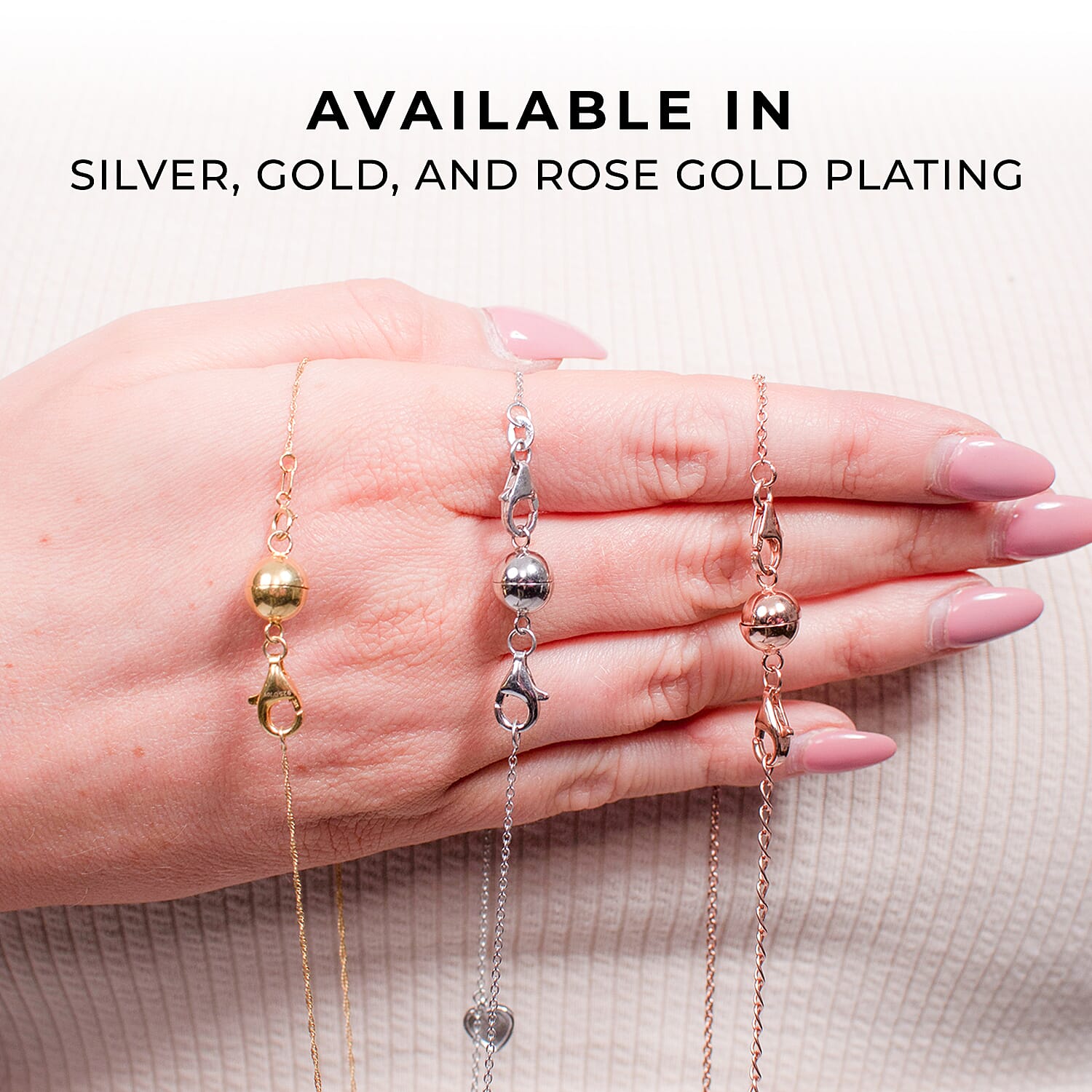 Set of 3 Sterling Silver Magnetic Clasps with Platinum Overlay, Sterling Silver Overlay and Rose Gold Overlay 4266438 2