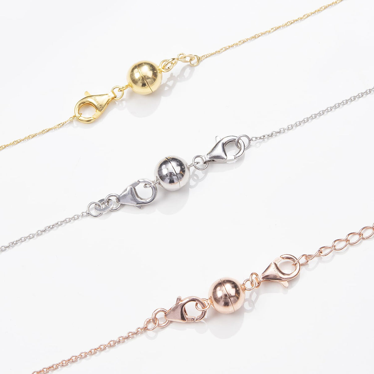 Set of 3 Sterling Silver Magnetic Clasps with Platinum Overlay, Sterling Silver Overlay and Rose Gold Overlay 4266438 8