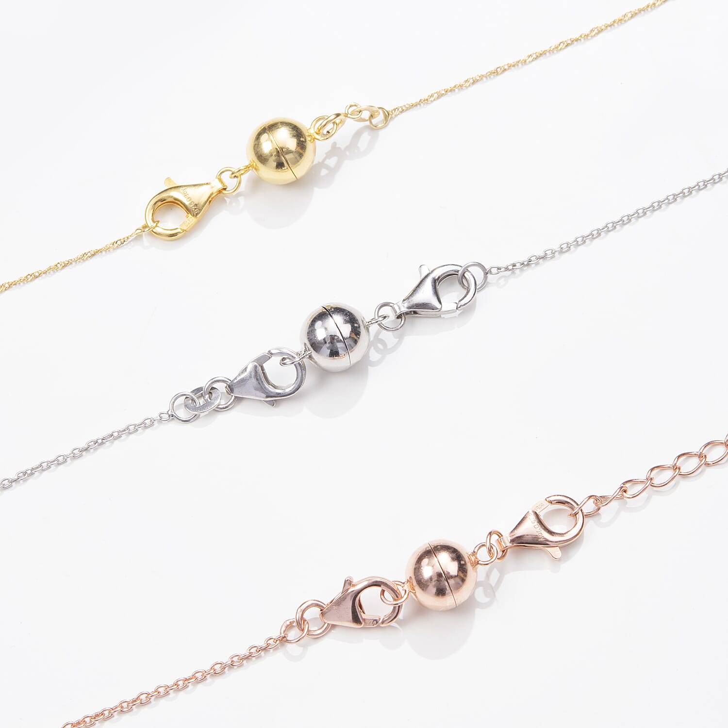 Set of 3 Sterling Silver Magnetic Clasps with Platinum Overlay, Sterling Silver Overlay and Rose Gold Overlay 4266438 8