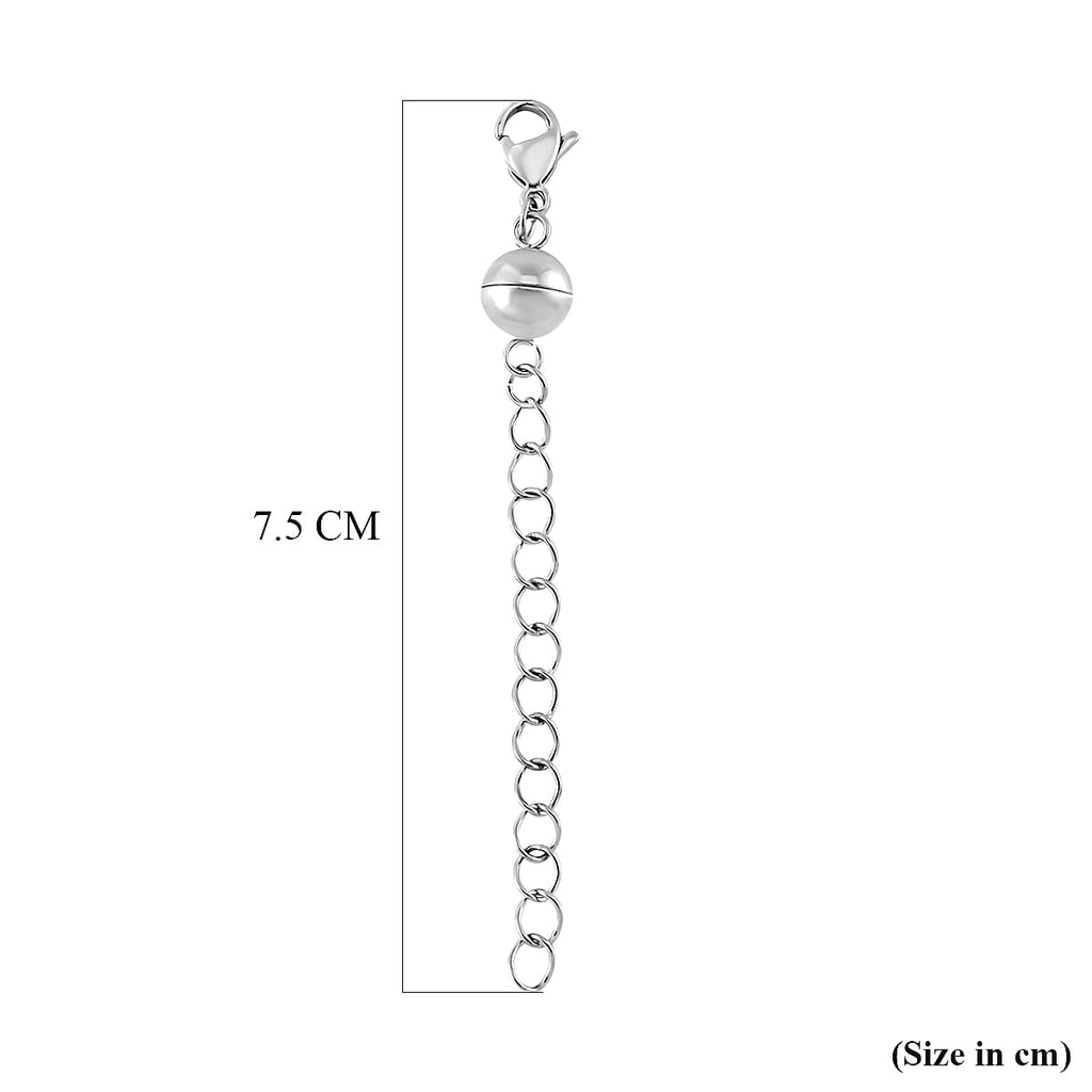 Set of 2 - Rhodium Overlay and Yellow Gold Plated Lobster Clasp with Magnetic Lock & Extender Chain