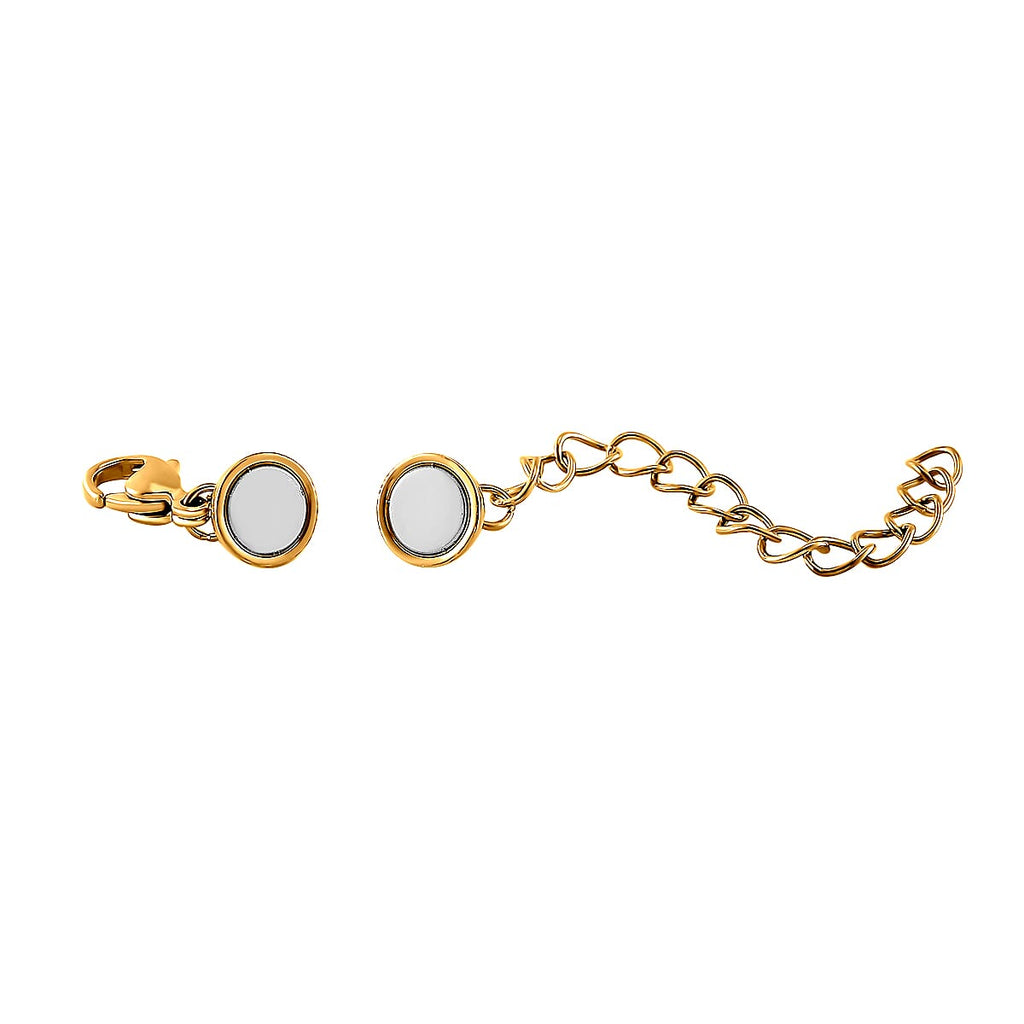 Set of 2 - Rhodium Overlay and Yellow Gold Plated Lobster Clasp with Magnetic Lock & Extender Chain