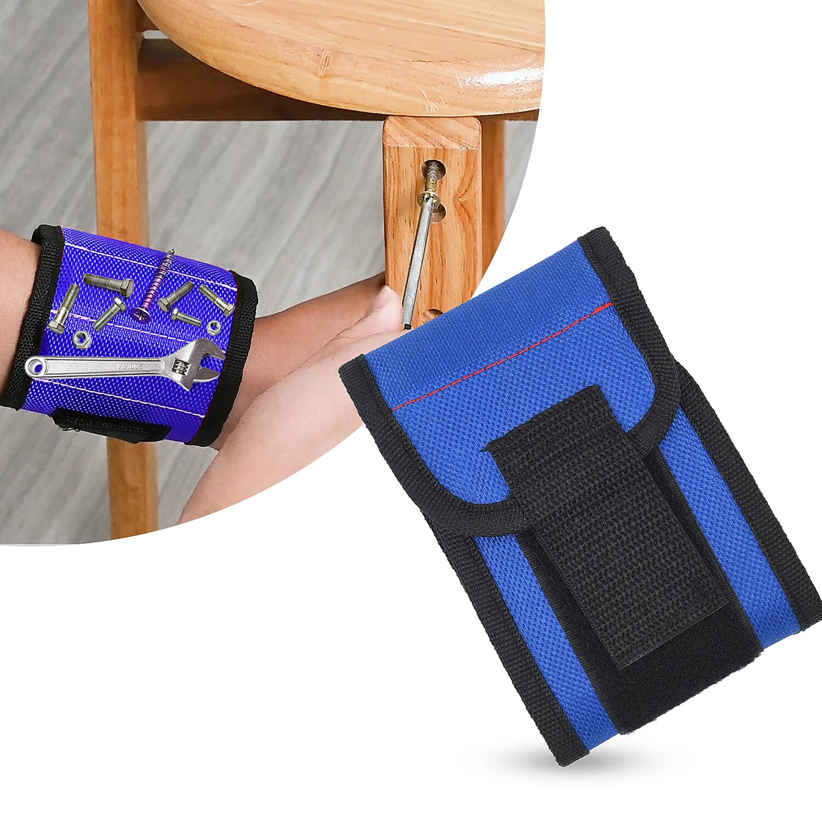 Magnetic Wristband with 15 Powerful Magnets for Holding Tools (Size 37x9 Cm) - Blue 7310701 0