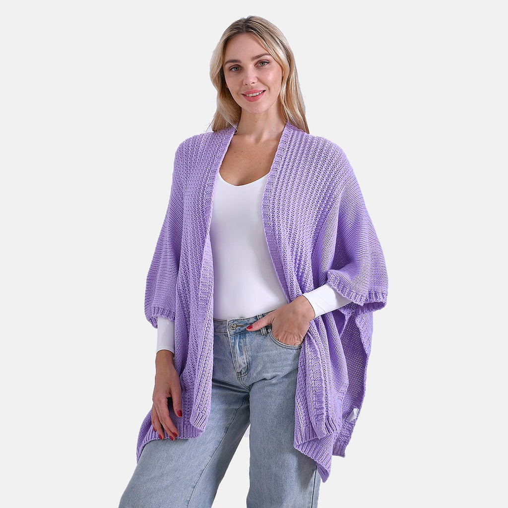 - Maisi 100% Acrylic Relax Fit Cardigan (One Size - 8 to 26) - Purple