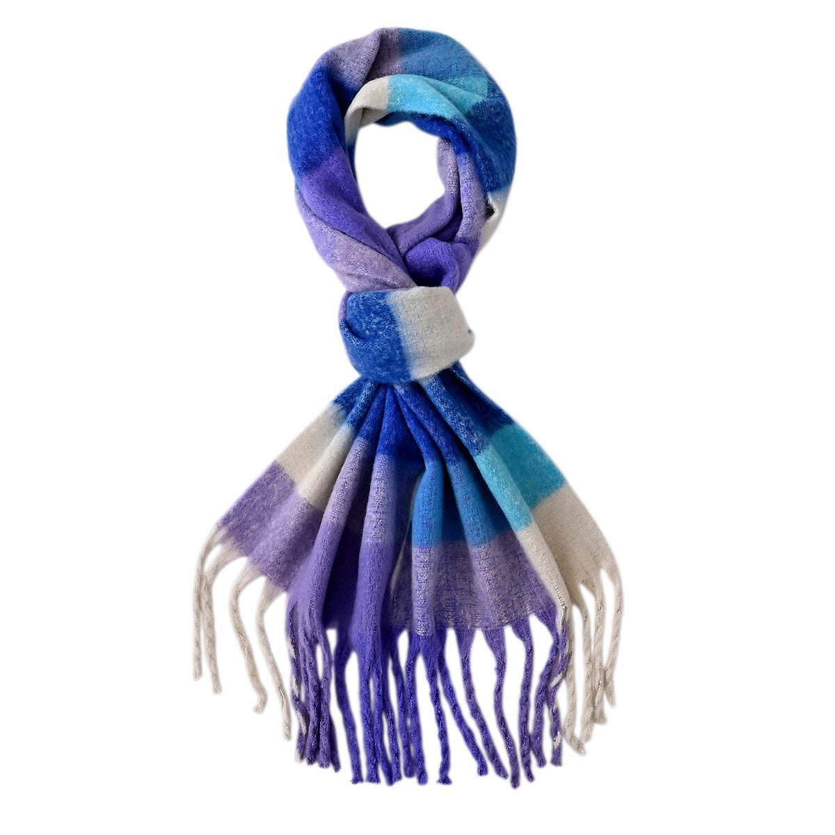 - Maisi Multicoloured Soft Checkered Tassel Scarf (190 x 40 cm) - Purple V32579048 7