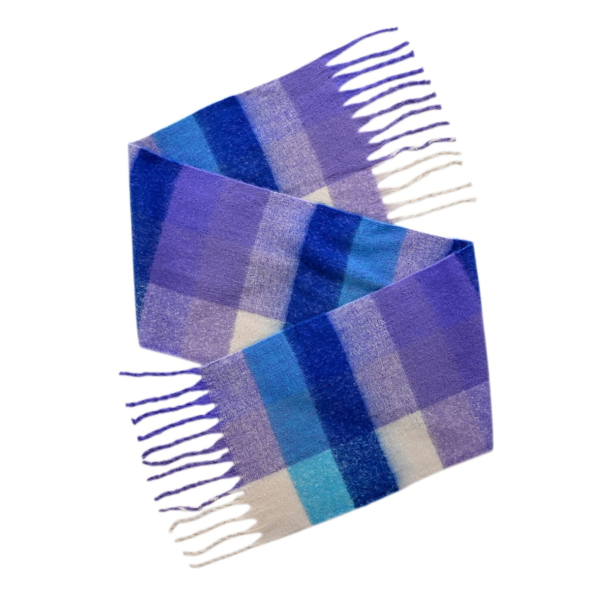 - Maisi Multicoloured Soft Checkered Tassel Scarf (190 x 40 cm) - Purple V32579048 8