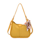 - Maisi Leatherette Crossbody Bag with Scarf - Mustard
