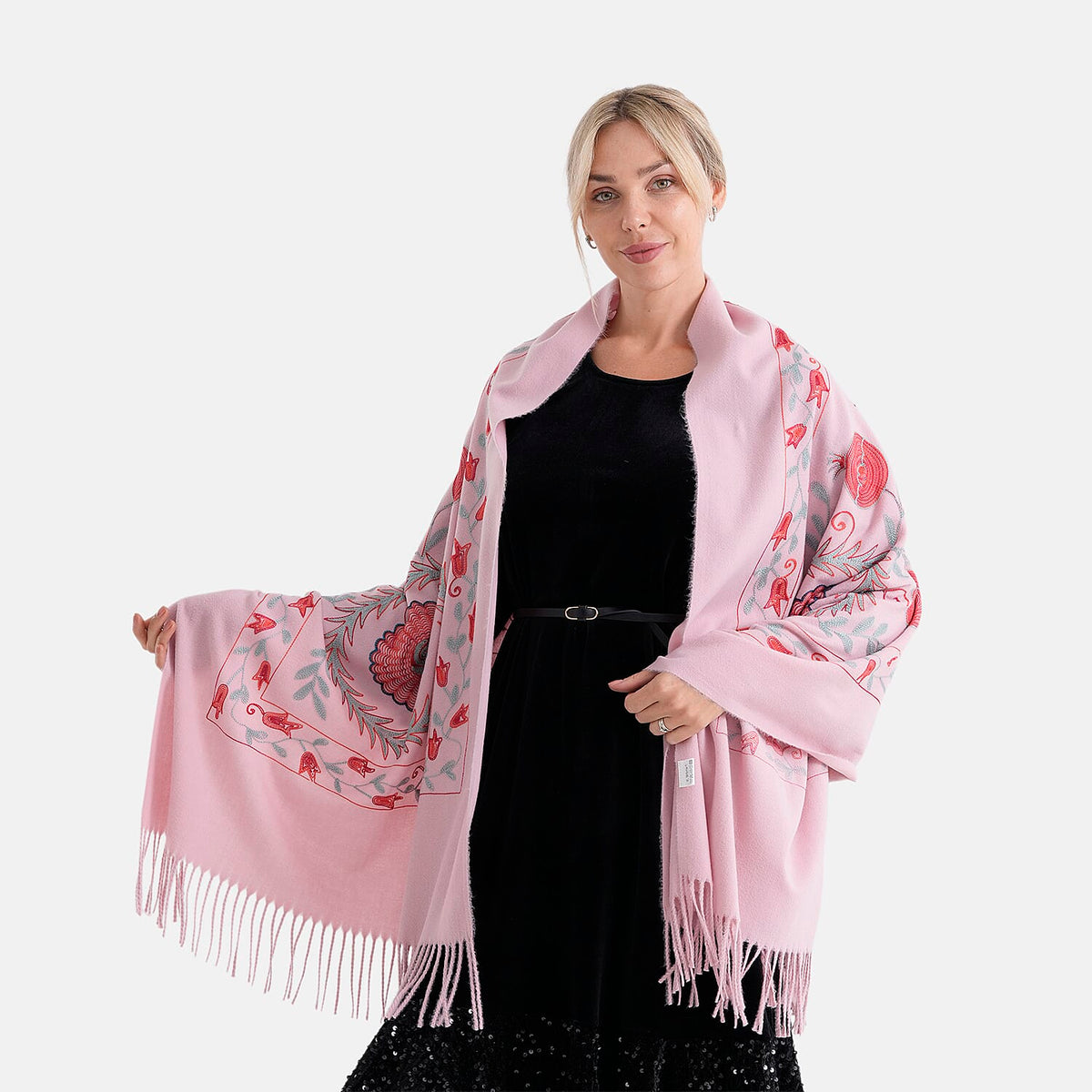 &amp; Maisi Embroidery Scarf (Size - One Size) - Pink V32665577 3