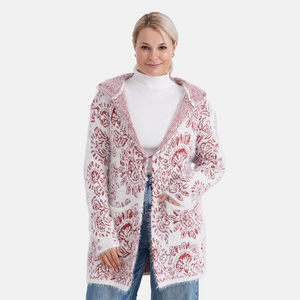 - Maisi Patterned Coatigan (Free Size, 8 to 18) - Red - White