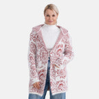 - Maisi Patterned Coatigan (Free Size, 8 to 18) - Red - White