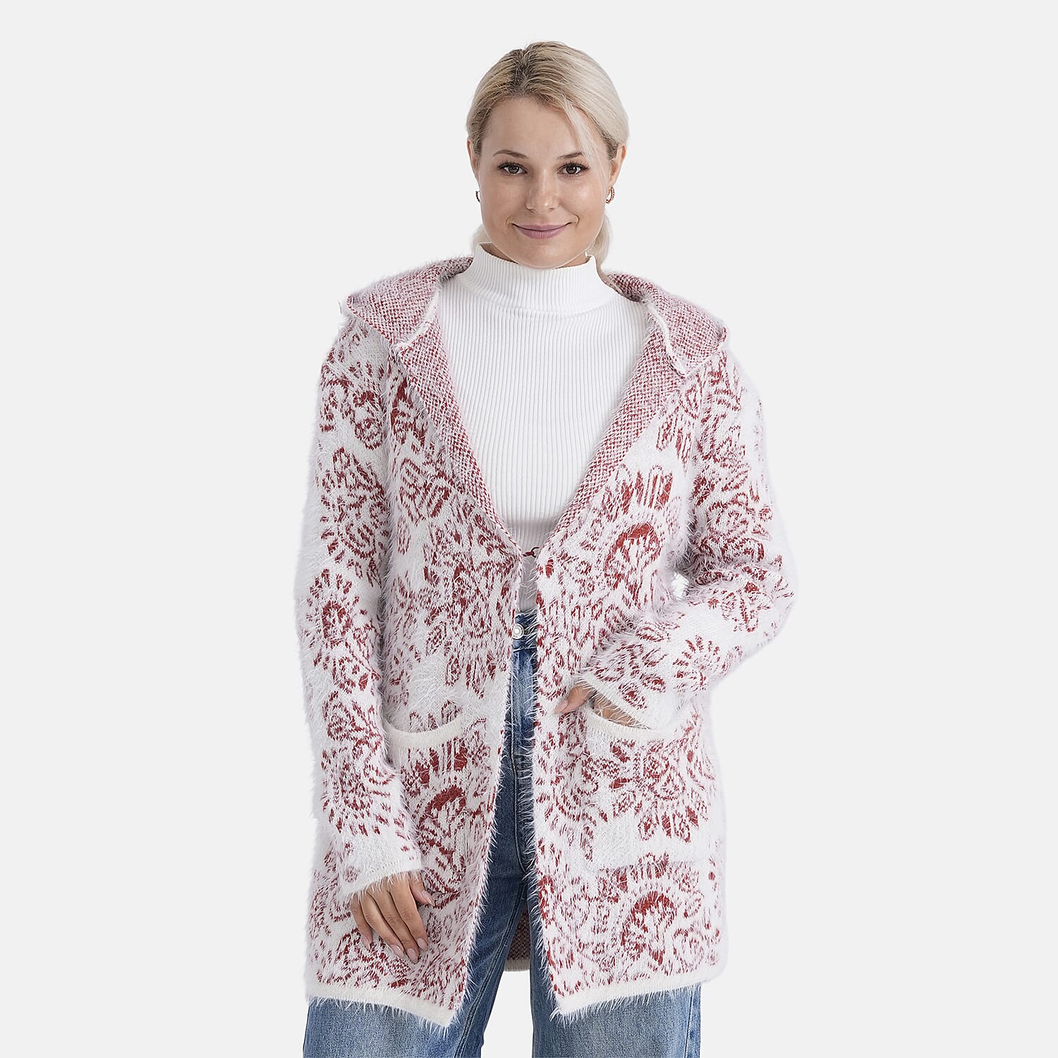 - Maisi Patterned Coatigan (Free Size, 8 to 18) - Red - White 8237287 0