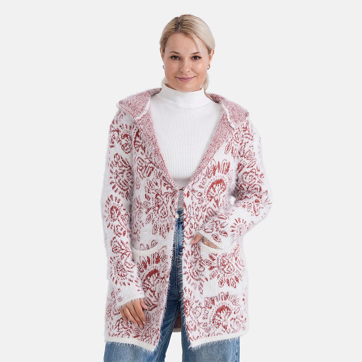 - Maisi Patterned Coatigan (Free Size, 8 to 18) - Red - White 8237287 1
