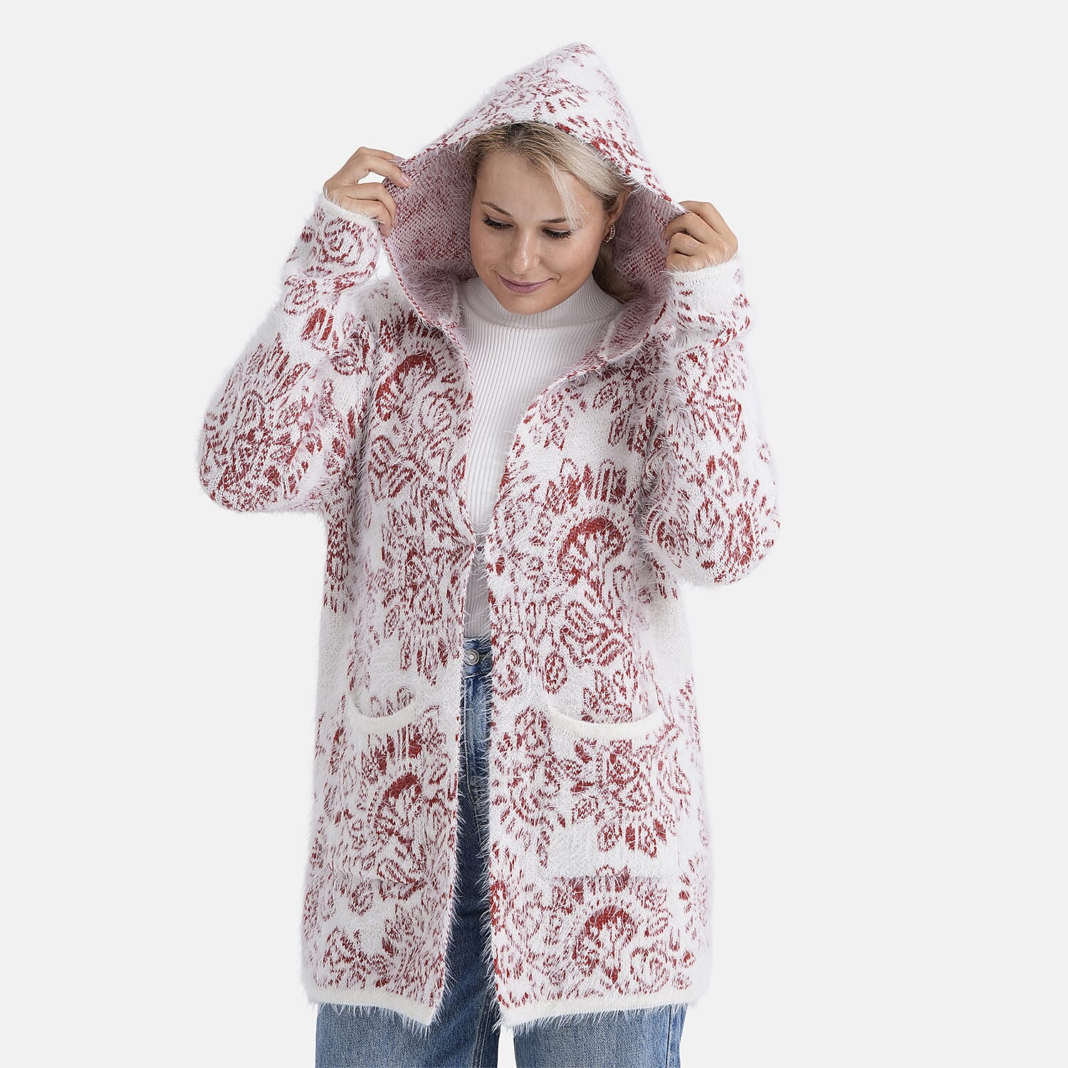 - Maisi Patterned Coatigan (Free Size, 8 to 18) - Red - White 8237287 4