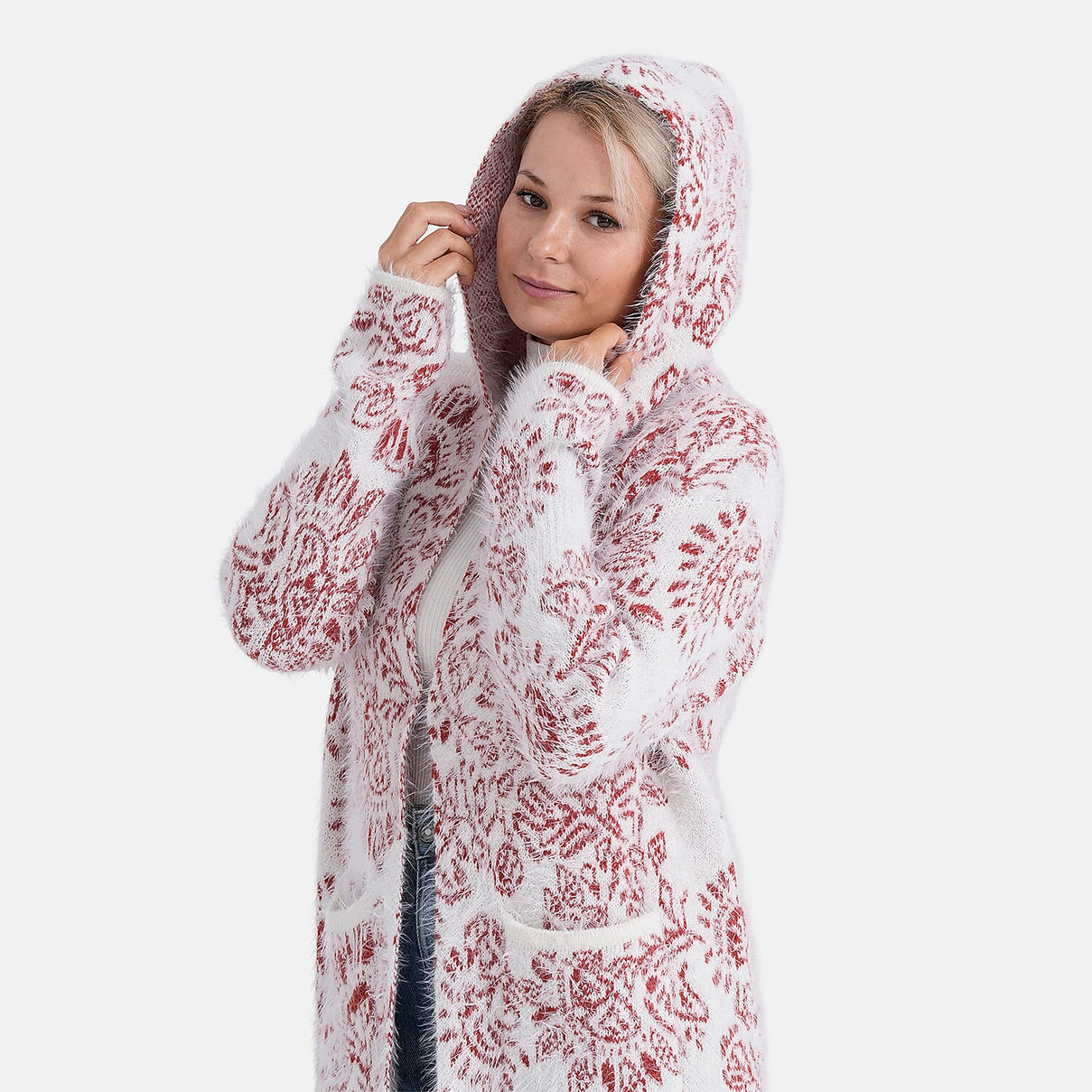 - Maisi Patterned Coatigan (Free Size, 8 to 18) - Red - White 8237287 5