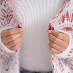 - Maisi Patterned Coatigan (Free Size, 8 to 18) - Red - White