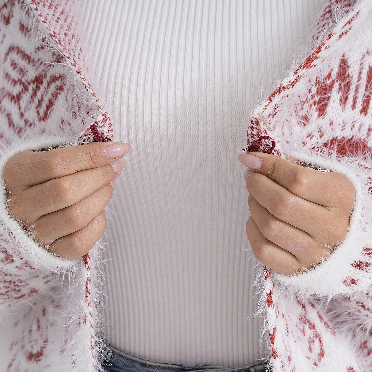 - Maisi Patterned Coatigan (Free Size, 8 to 18) - Red - White 8237287 6
