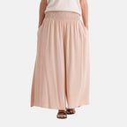 - Maisi 100% Viscose Smocked Waist Wide-Leg Flared Trousers (One Size 8-18) - Brown