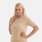 - Maisi Round Neck Short-Sleeved Top (Size L-XL) - Beige