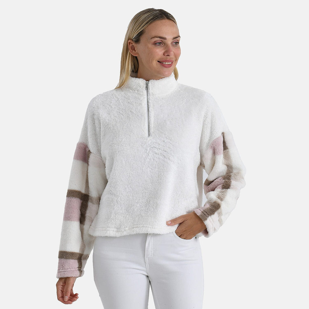 - Maisi Plush Hoodie with Zip (Size L) - Pink