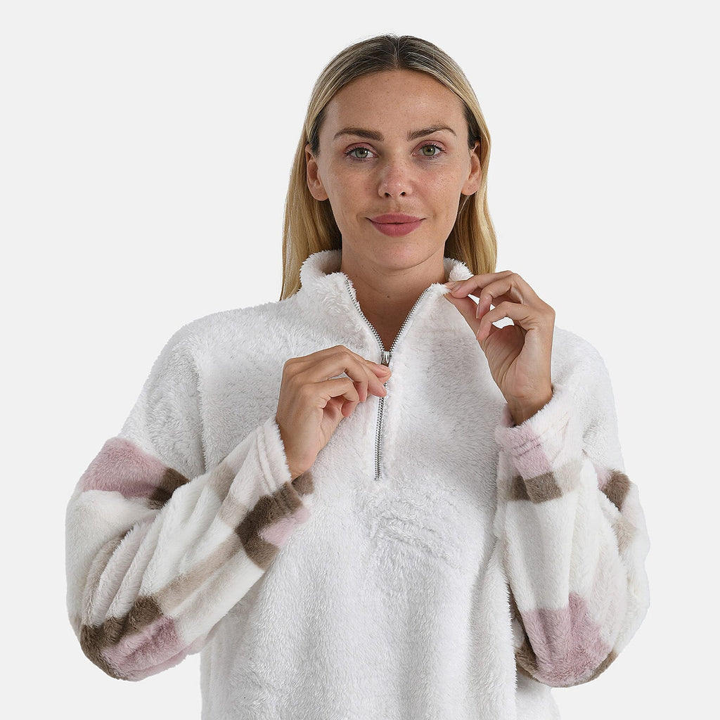 - Maisi Plush Hoodie with Zip (Size L) - Pink