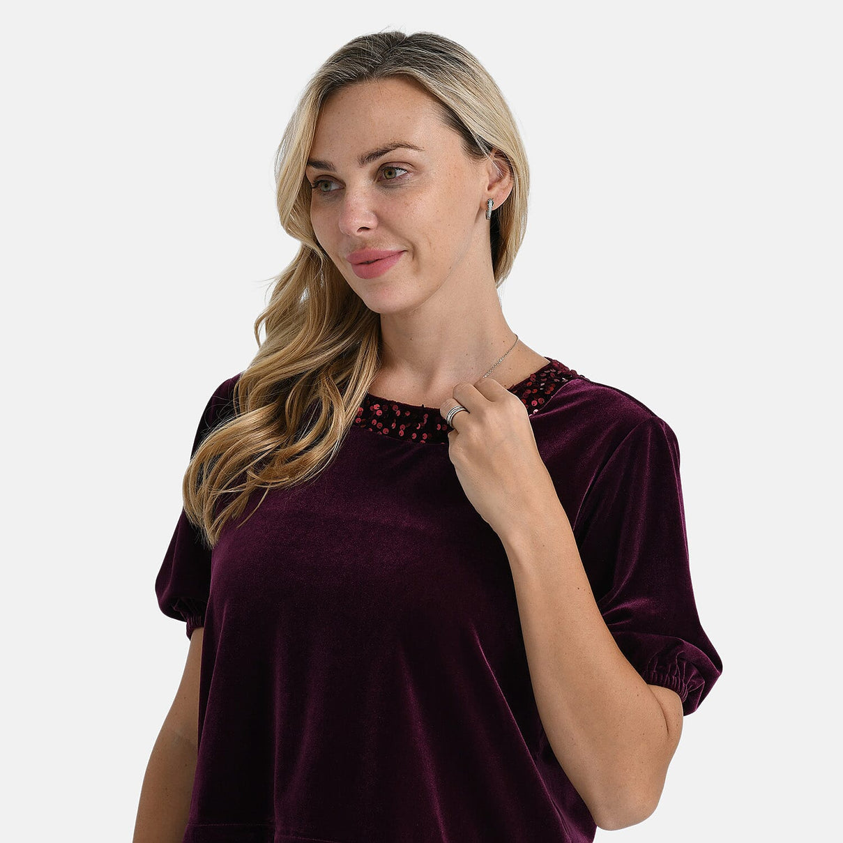 - Maisi Velvet Sequined Round-Neck Top (Size 14-16) - Mulberry 8243949 5