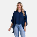 - Maisi Batwing Longline Shirt (One Size) - Navy