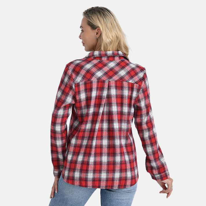 THE FASHION STATEMENT - - Maisi Checks Long Sleeve Shirt (Size S) - Red, Navy - White 8232748 2