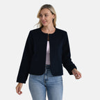Starbuy- - Maisi Round-Neck Blazer (Size M) - Navy