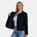 Starbuy- - Maisi Round-Neck Blazer (Size M) - Navy