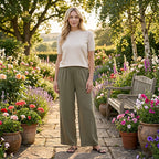 - Maisi Wide-Leg Trousers With Elasticated Waist (Size S) - Green