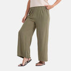 - Maisi Wide-Leg Trousers With Elasticated Waist (Size S) - Green