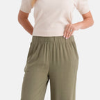 - Maisi Wide-Leg Trousers With Elasticated Waist (Size S) - Green