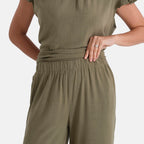 - Maisi Wide-Leg Trousers With Elasticated Waist (Size S) - Green