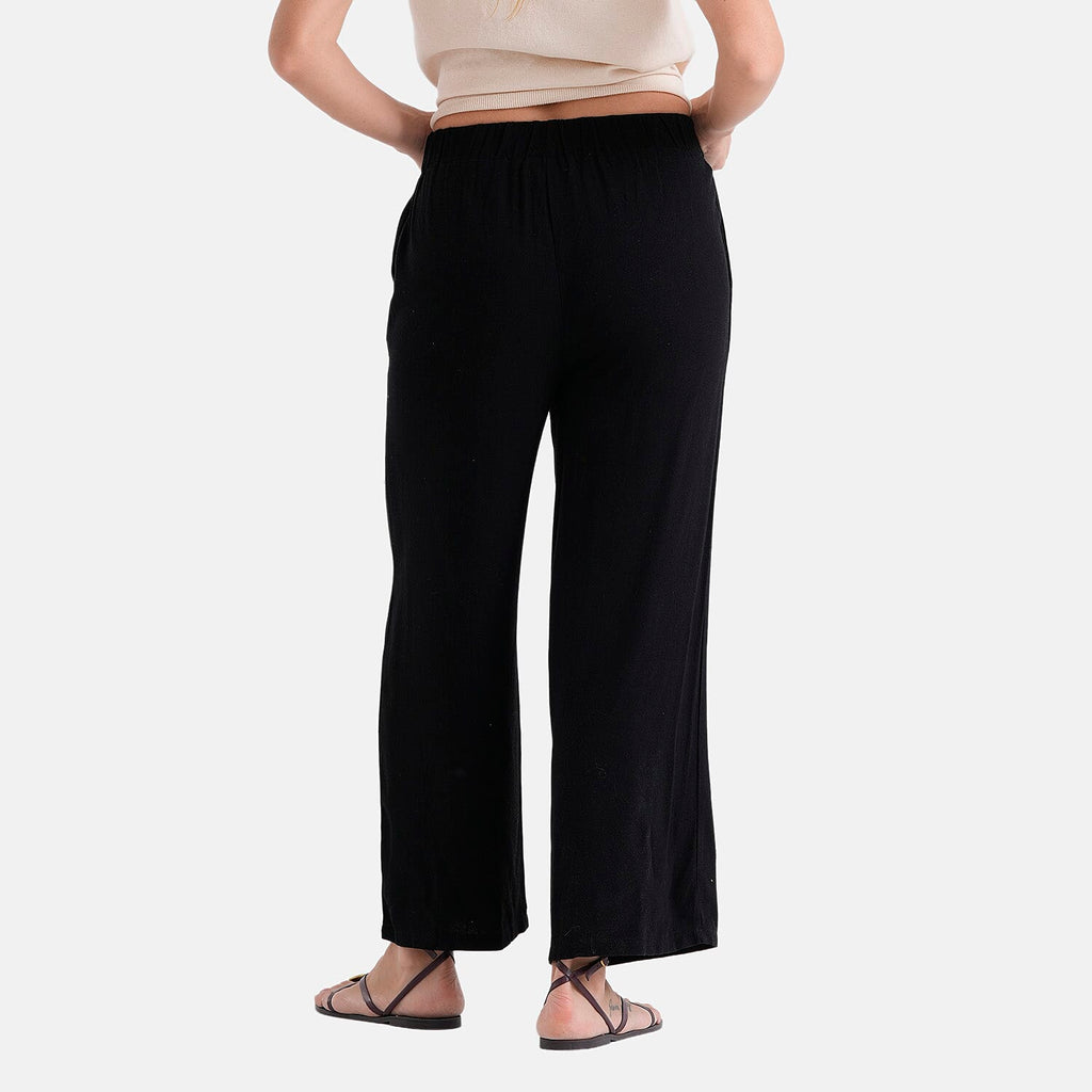 - Maisi Wide-Leg Trousers With Elasticated Waist (Size XL) - Black