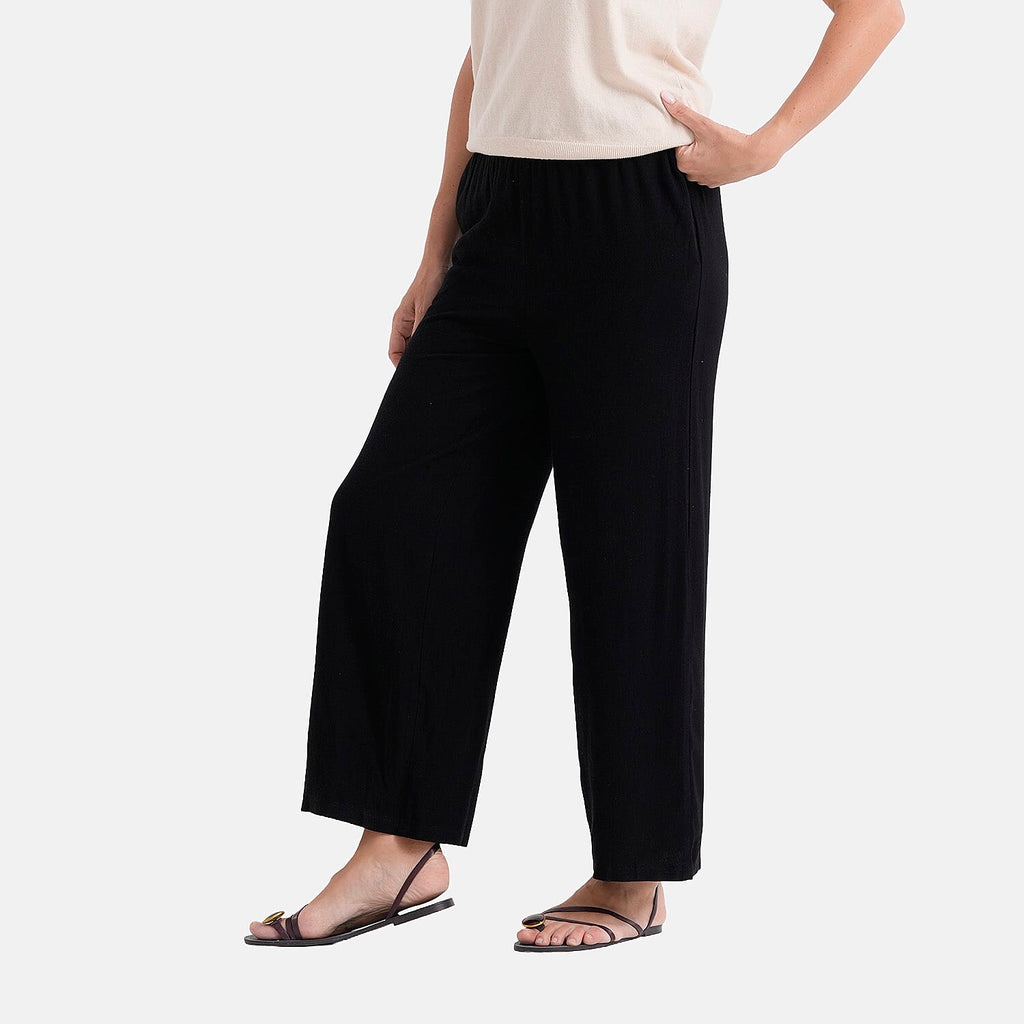 - Maisi Wide-Leg Trousers With Elasticated Waist (Size XL) - Black