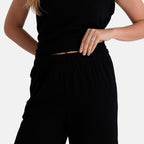 - Maisi Wide-Leg Trousers With Elasticated Waist (Size XL) - Black