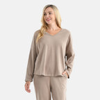 - Maisi V-Neck Casual Top (Size M) - Brown
