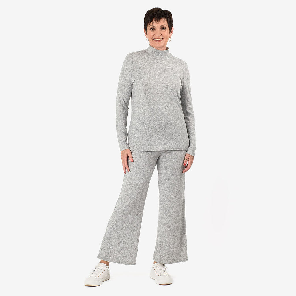 - Maisi Brushed Marl Turtle Neck Top (Size - XXL, 24 to 26) - Grey